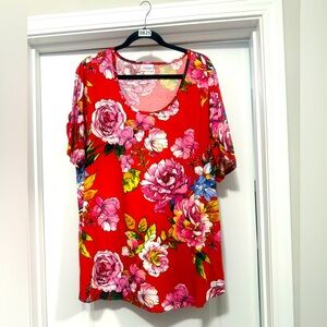 LuLaRoe 3XL Floral Red Women's Morgan Top